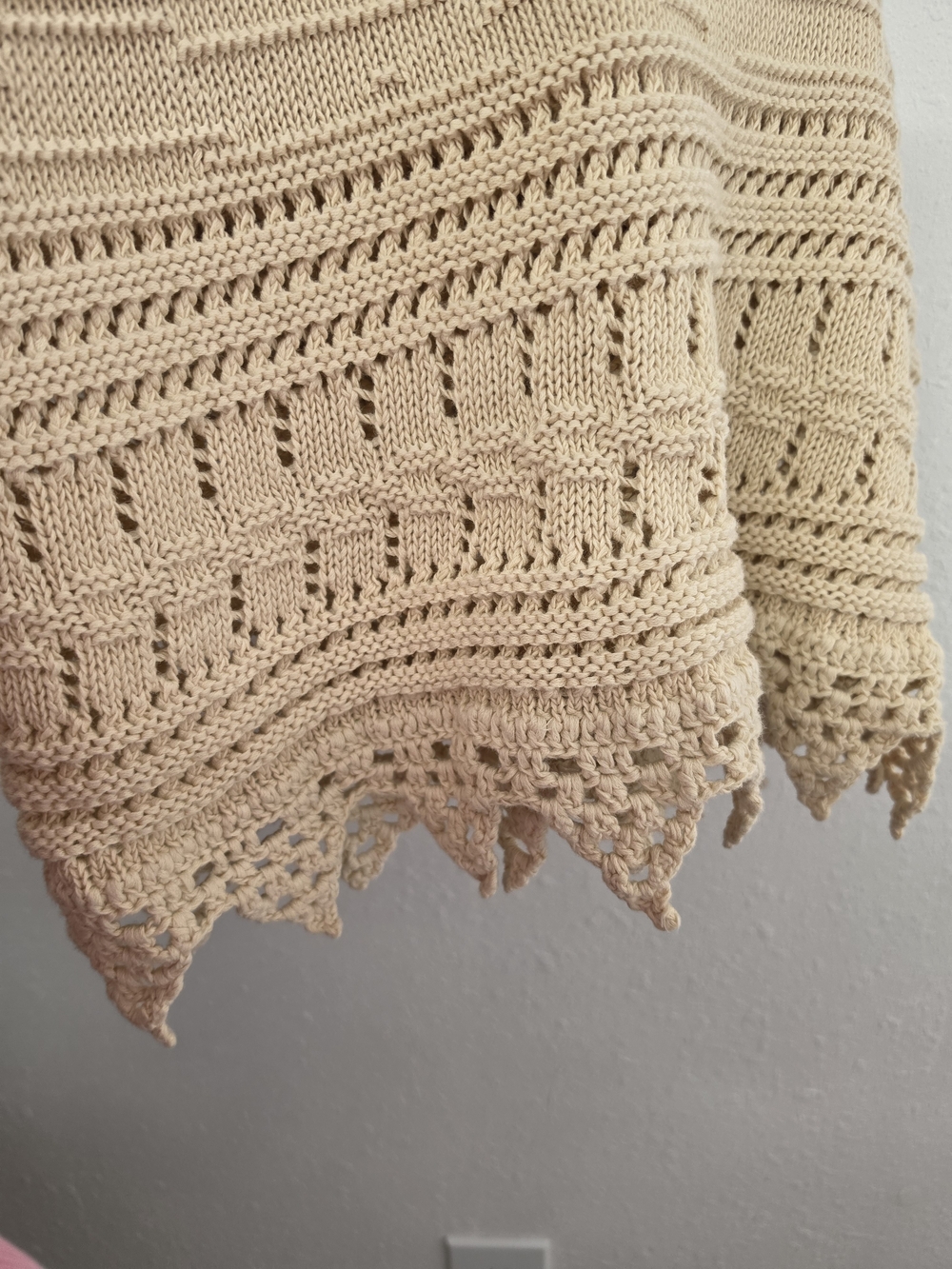 Double D Ranch Linen Cotton Knit Maxi Skirt Cream Crochet Scalloped Western M - Picture 7 of 7